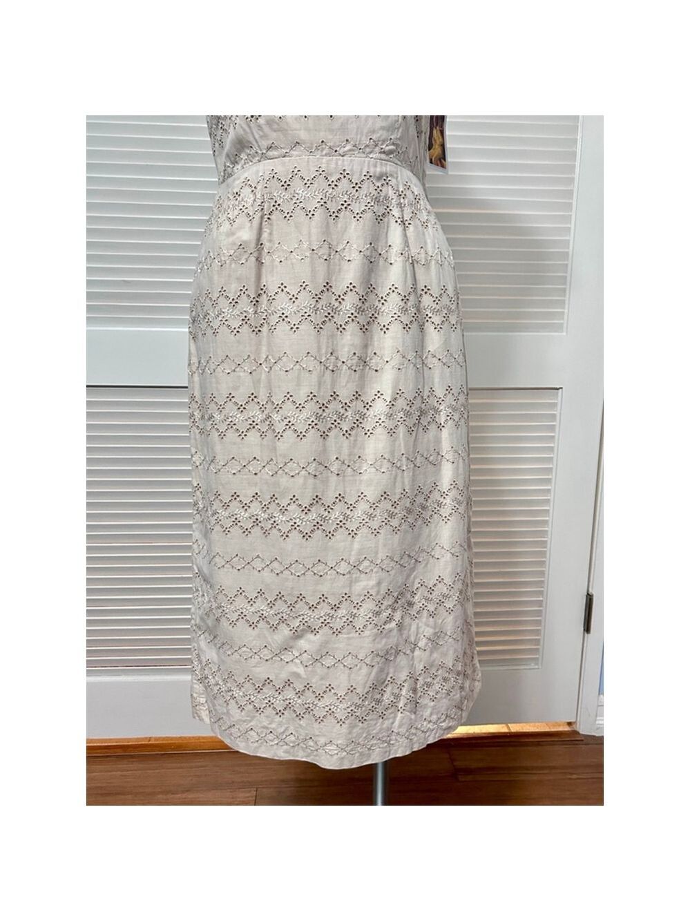 Vintage 80s Beige Eyelet Lace Dress S/M NWT Bustown Modern Palm Springs - Picture 3 of 11